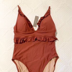 J. Crew Ruffle deep-V one piece Swimsuit